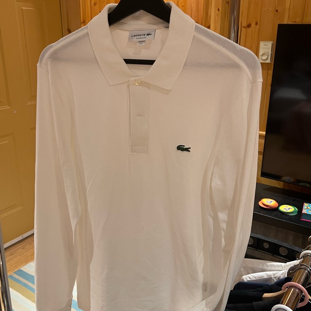 Lacoste Men's Cream Long Sleeve Polo Shirt